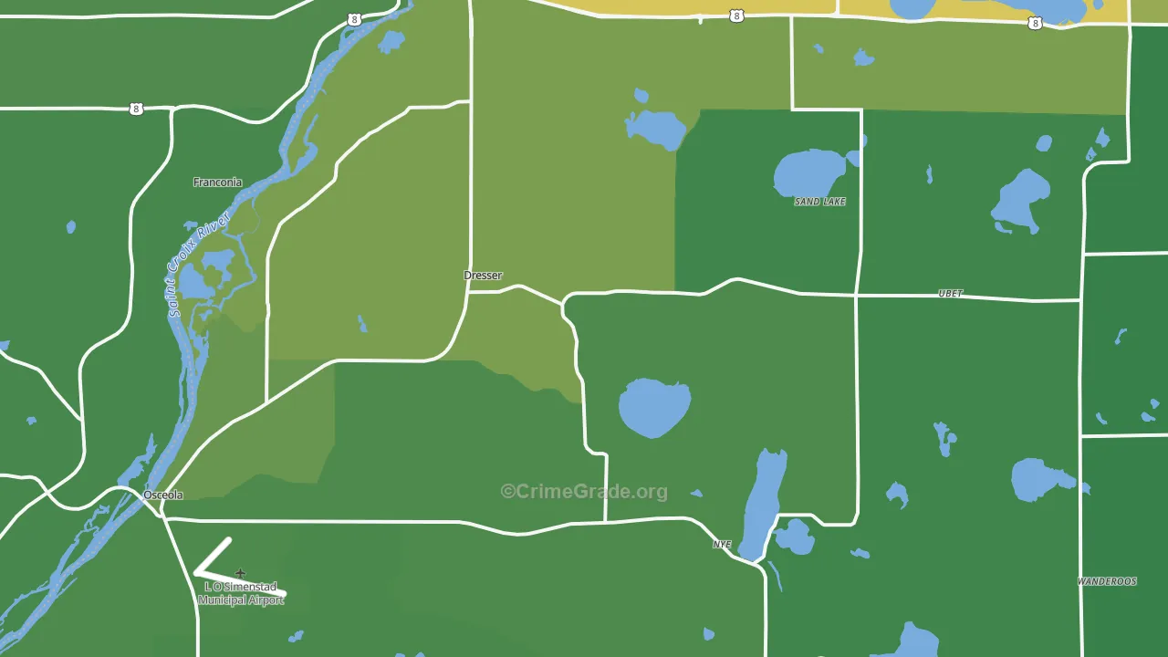 Dresser, WI Map of Drug-Related Crime Rates