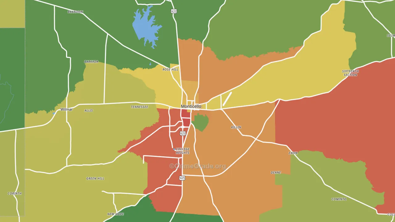 Drew County, AR Map of Drug-Related Crime Rates