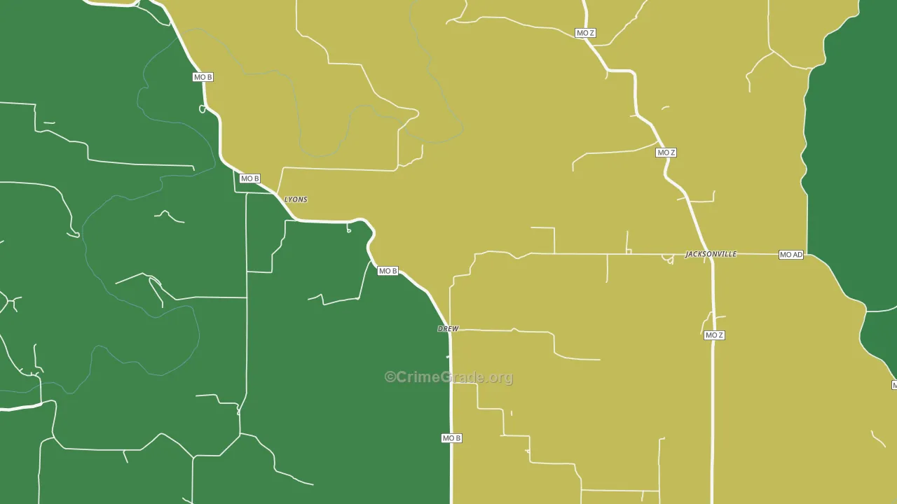 Drew, MO Map of Drug-Related Crime Rates