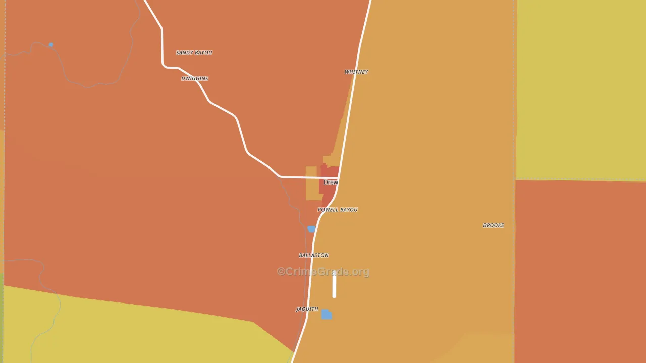 Drew, MS Map of Drug-Related Crime Rates