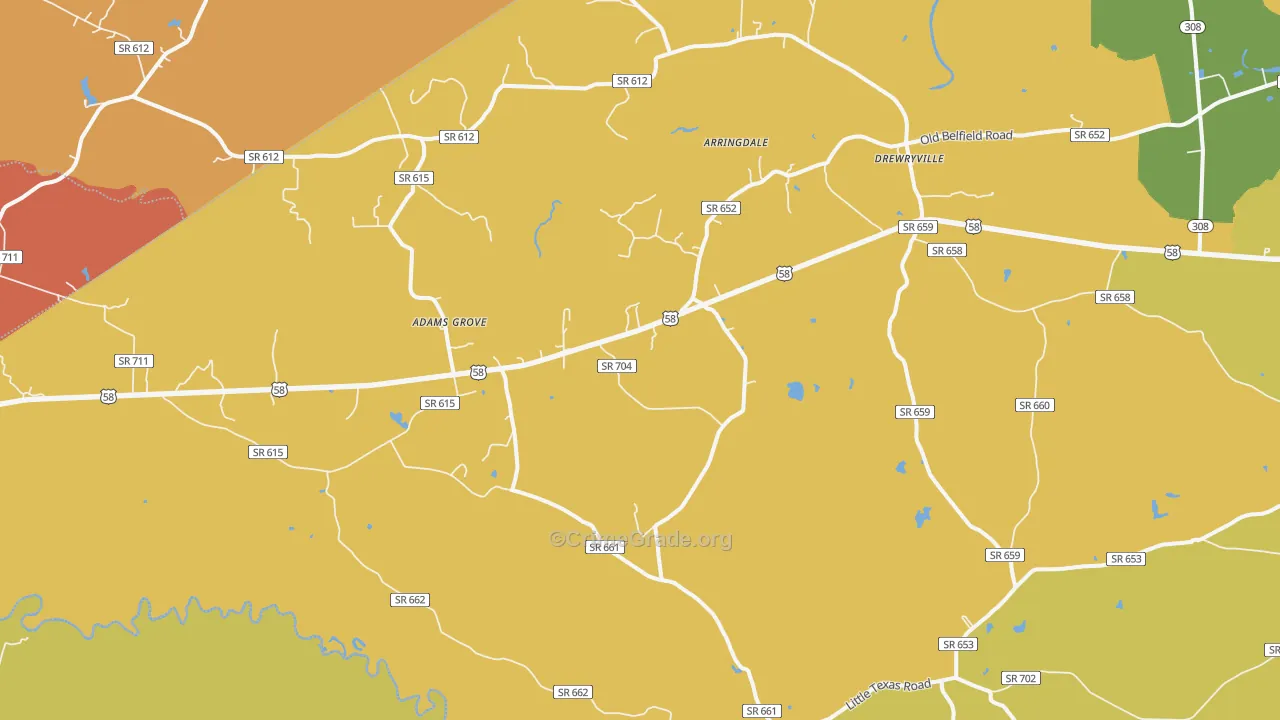 Drewryville, VA Map of Drug-Related Crime Rates