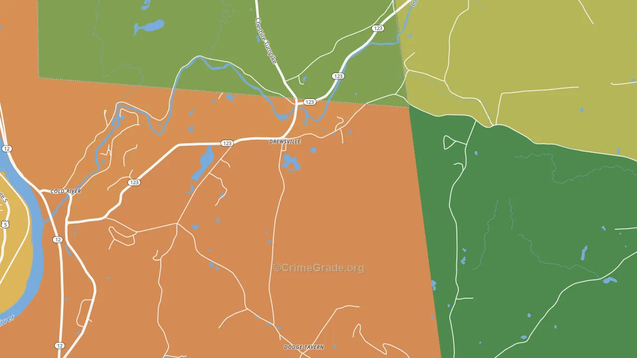 Drewsville, NH Map of Drug-Related Crime Rates