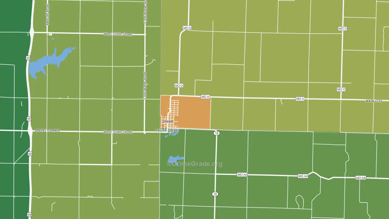 Drexel, MO Map of Drug-Related Crime Rates