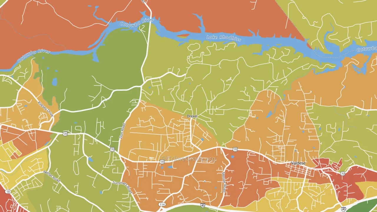 Drexel, NC Map of Drug-Related Crime Rates