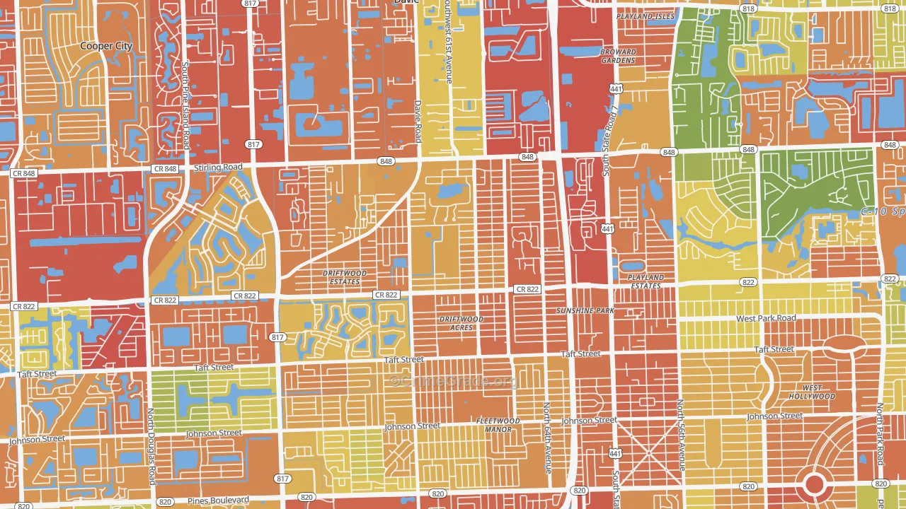 Driftwood, Hollywood, FL Map of Drug-Related Crime Rates