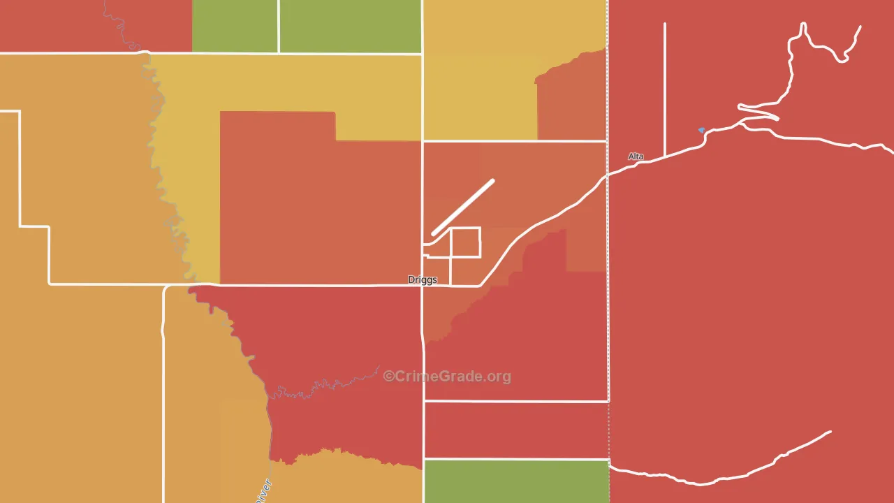 Driggs, ID Map of Drug-Related Crime Rates