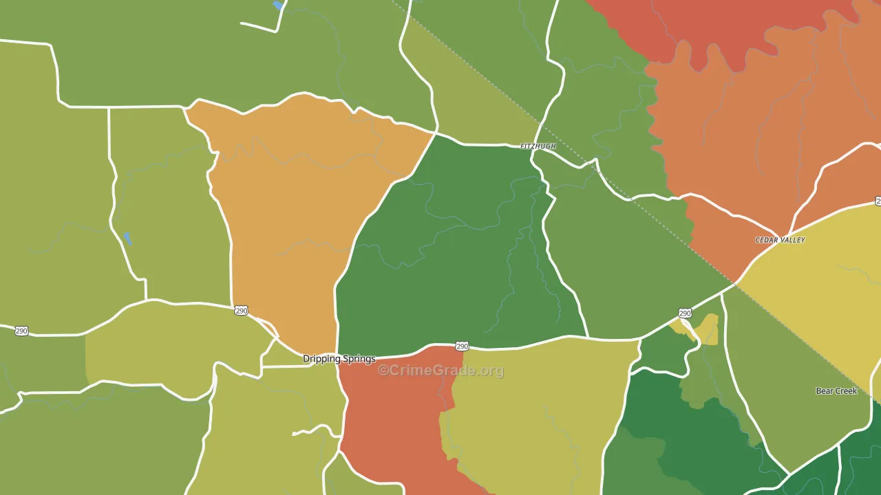 Dripping Springs, TX Map of Drug-Related Crime Rates