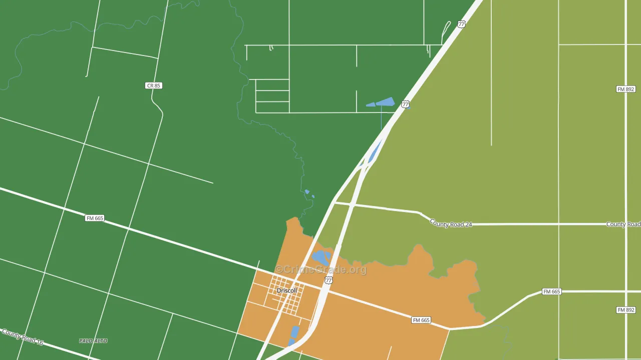 Driscoll, TX Map of Drug-Related Crime Rates