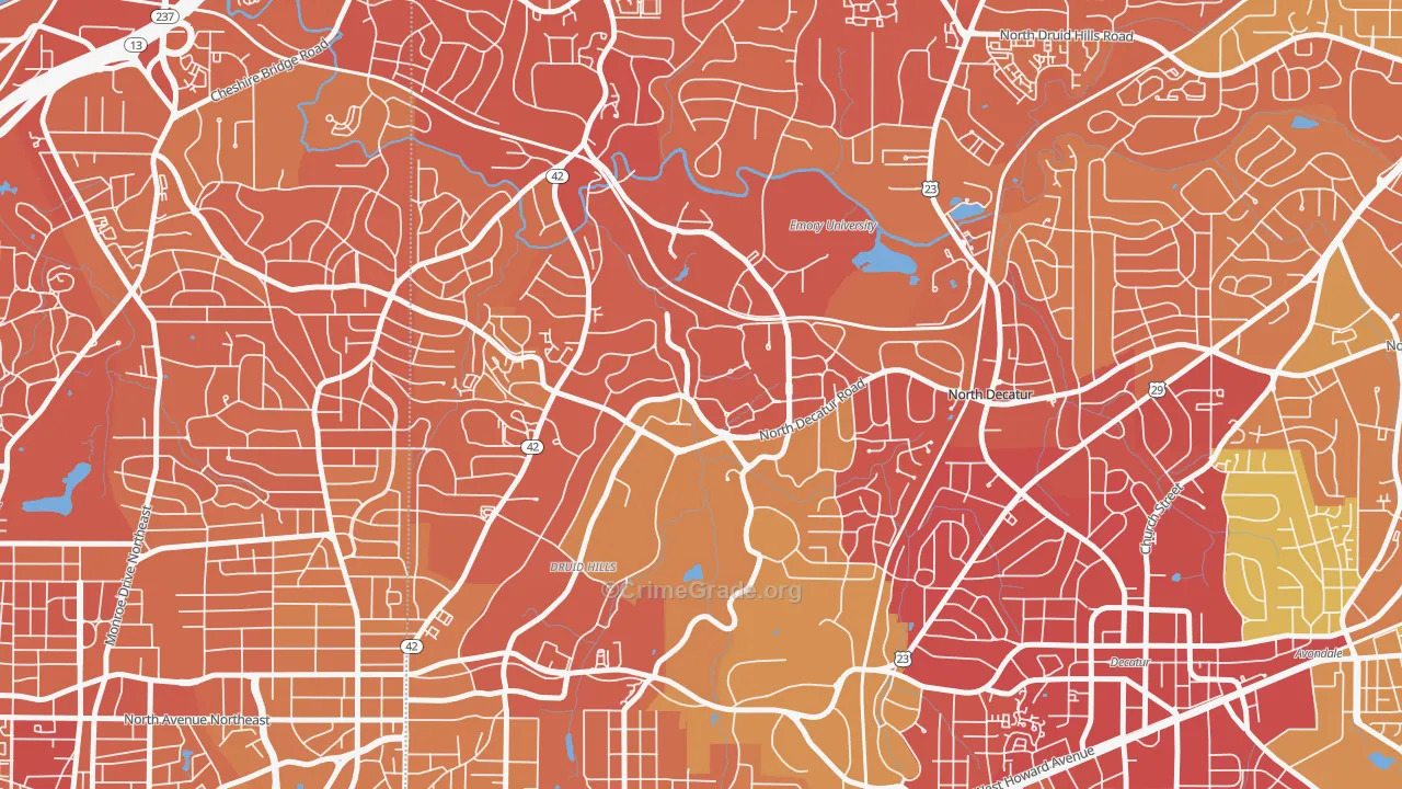 Druid Hills, GA Map of Drug-Related Crime Rates