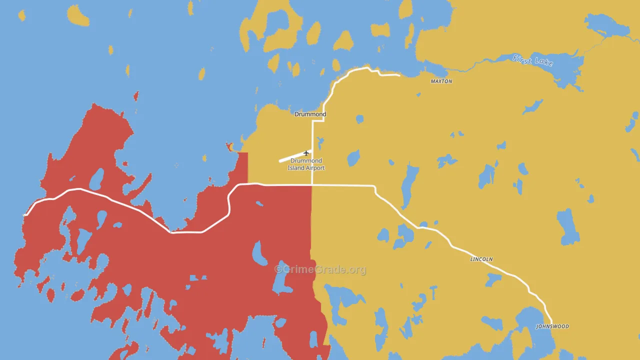 Drummond Island, MI Map of Drug-Related Crime Rates
