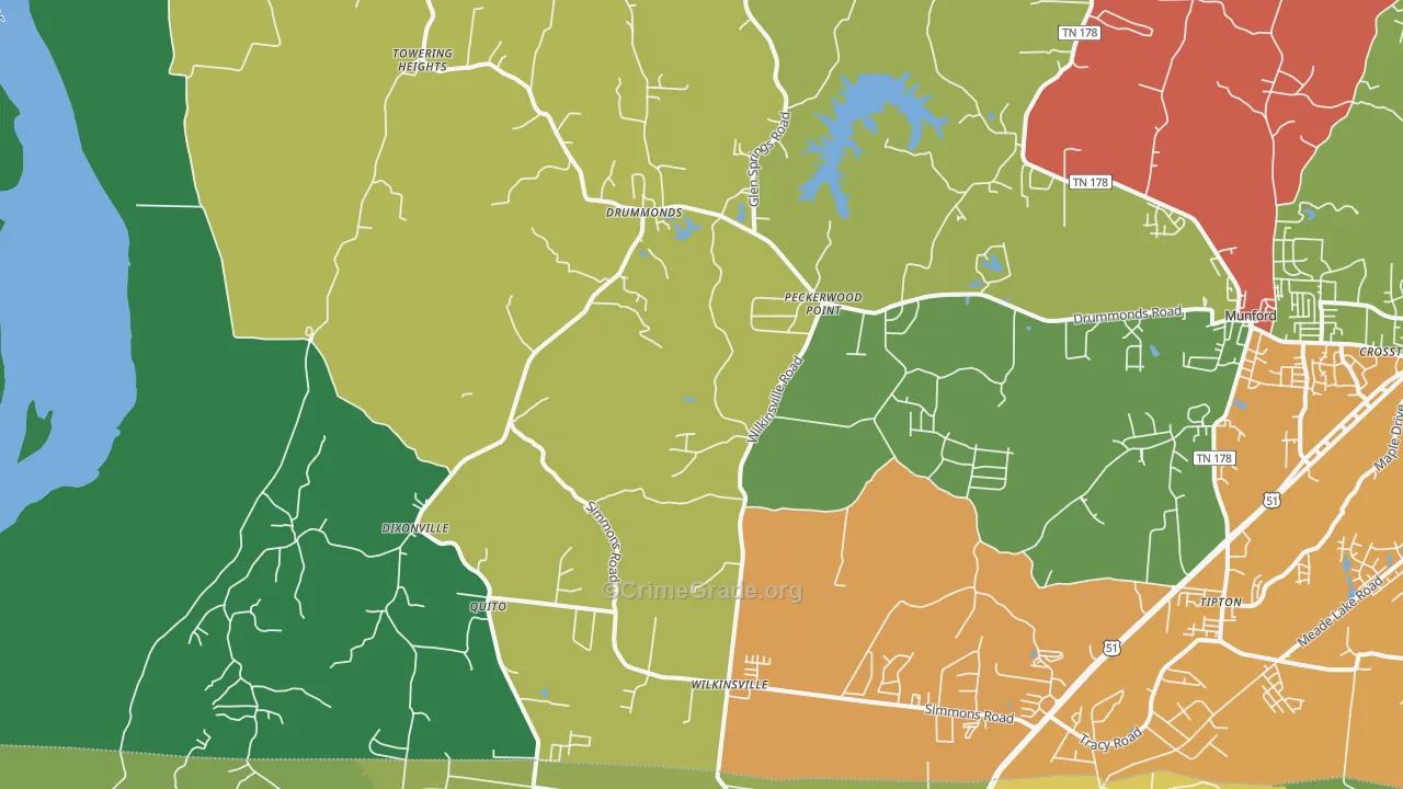 Drummonds, TN Map of Drug-Related Crime Rates