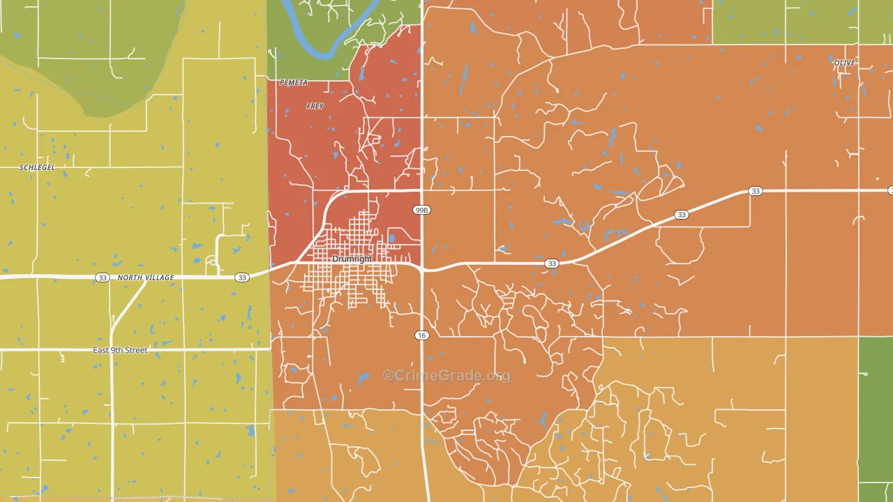 Drumright, OK Map of Drug-Related Crime Rates