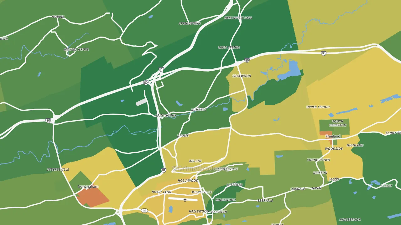 Drums, PA Map of Drug-Related Crime Rates