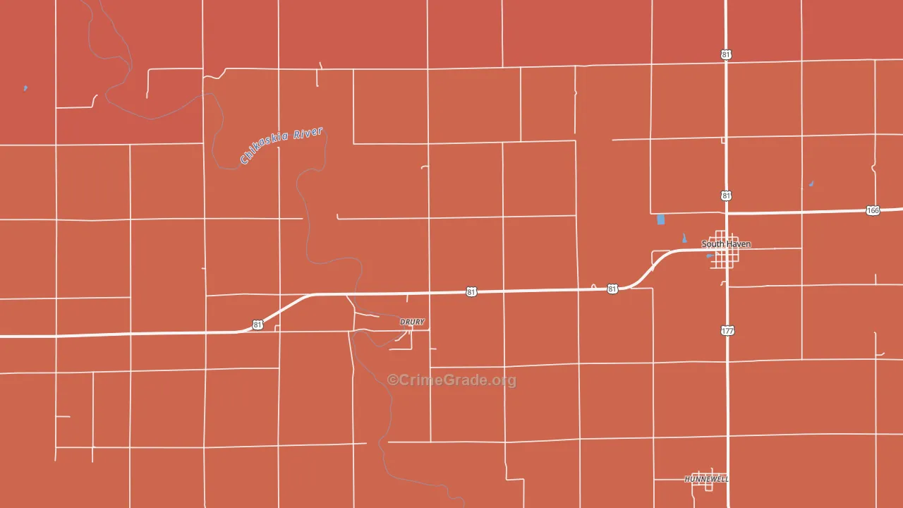 Drury, KS Map of Drug-Related Crime Rates