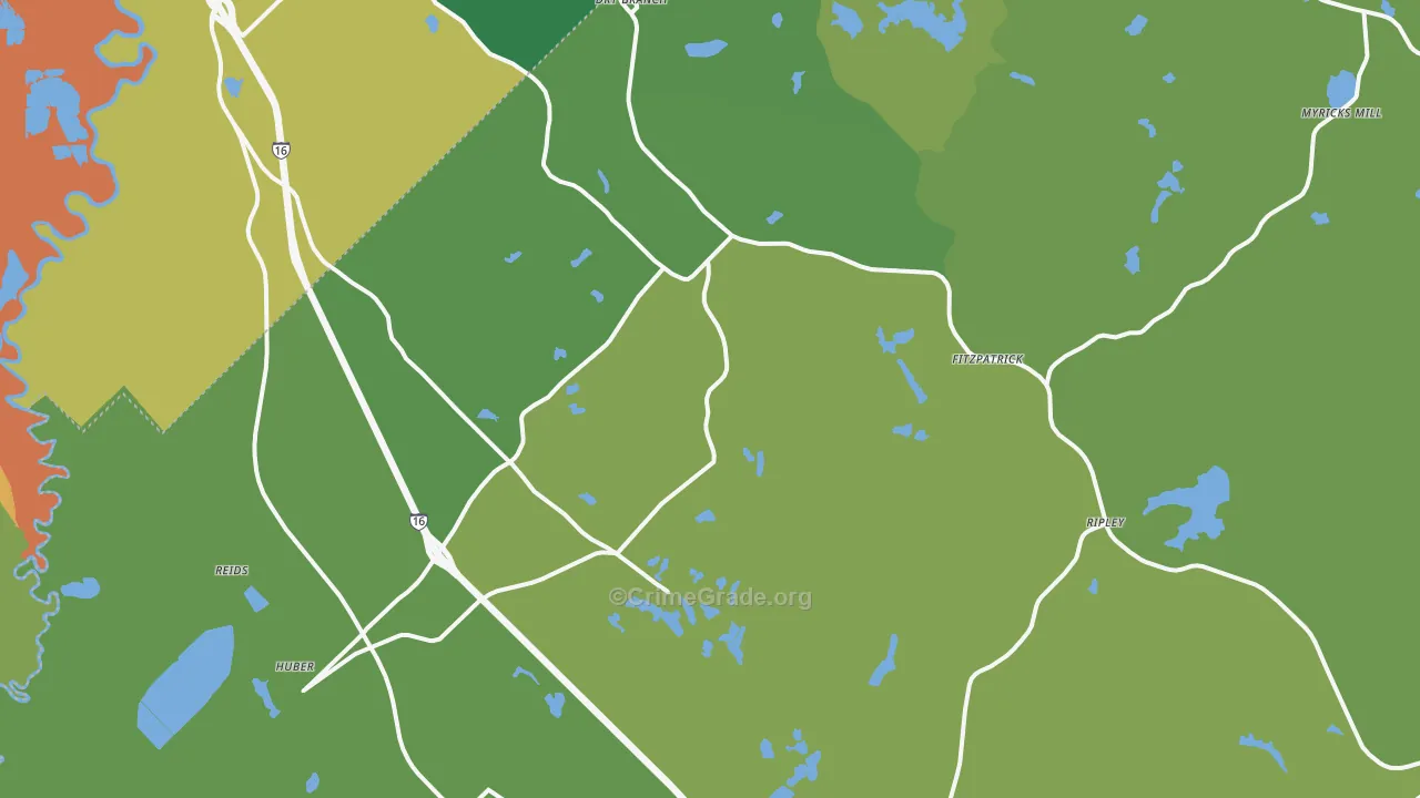 Dry Branch, GA Map of Drug-Related Crime Rates