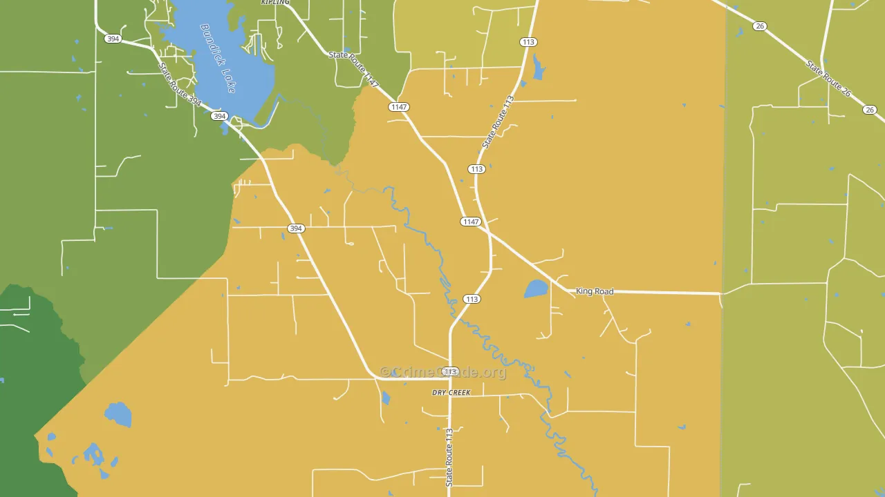 Dry Creek, LA Map of Drug-Related Crime Rates