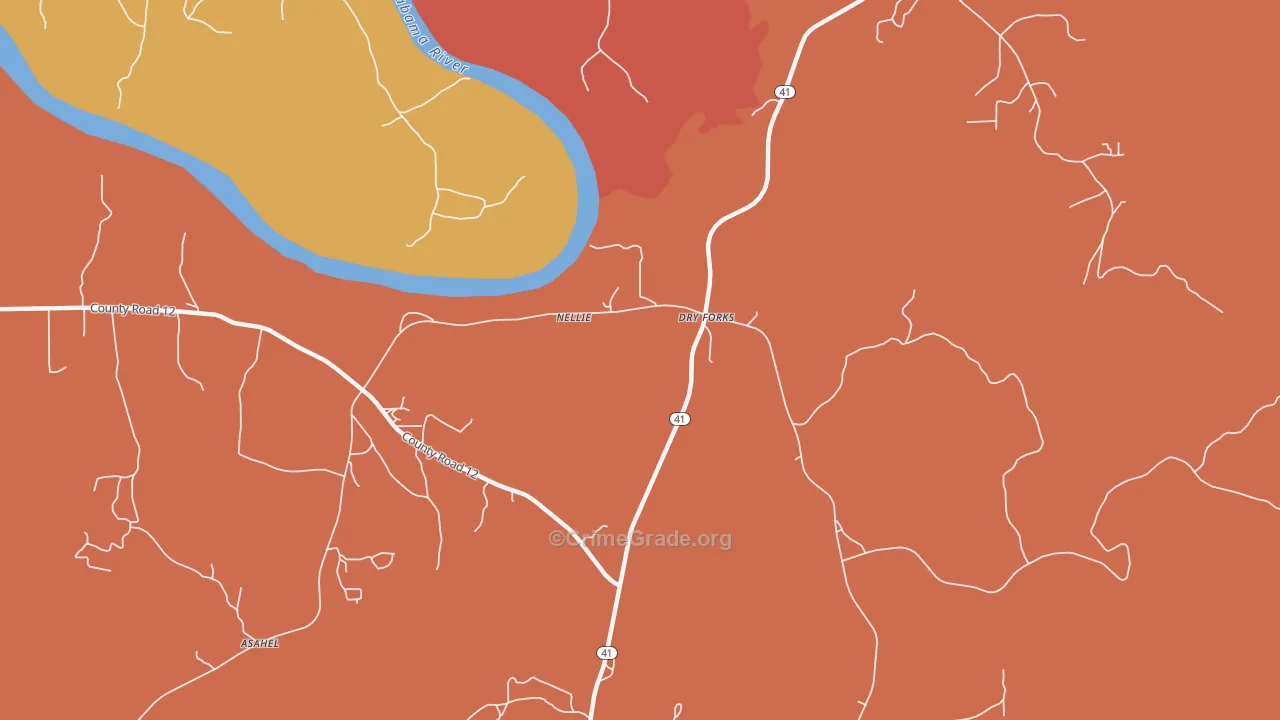 Dry Forks, AL Map of Drug-Related Crime Rates