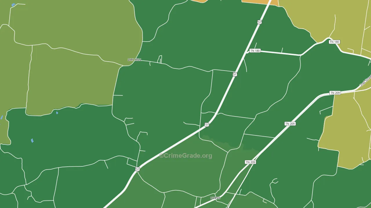 Dry Hill, TN Map of Drug-Related Crime Rates