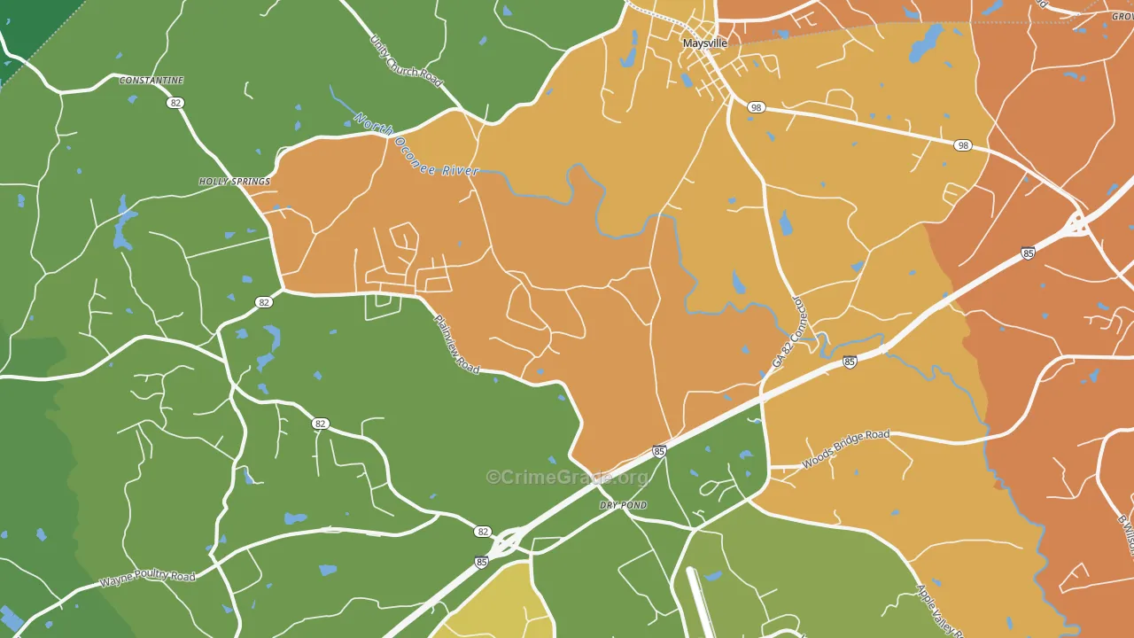 Dry Pond, GA Map of Drug-Related Crime Rates