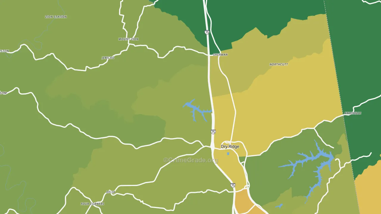 Dry Ridge, KY Map of Drug-Related Crime Rates