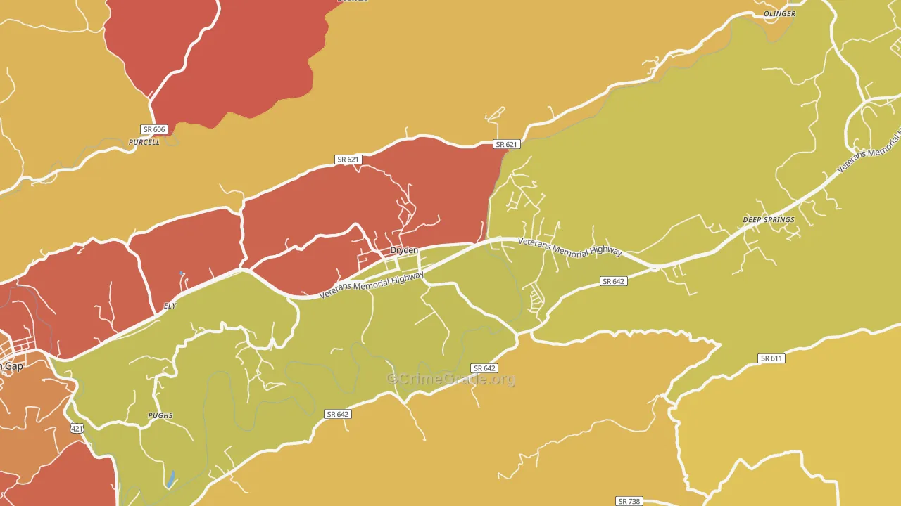 Dryden, VA Map of Drug-Related Crime Rates