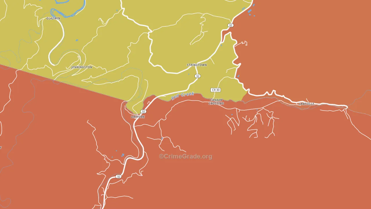 Dryfork, WV Map of Drug-Related Crime Rates