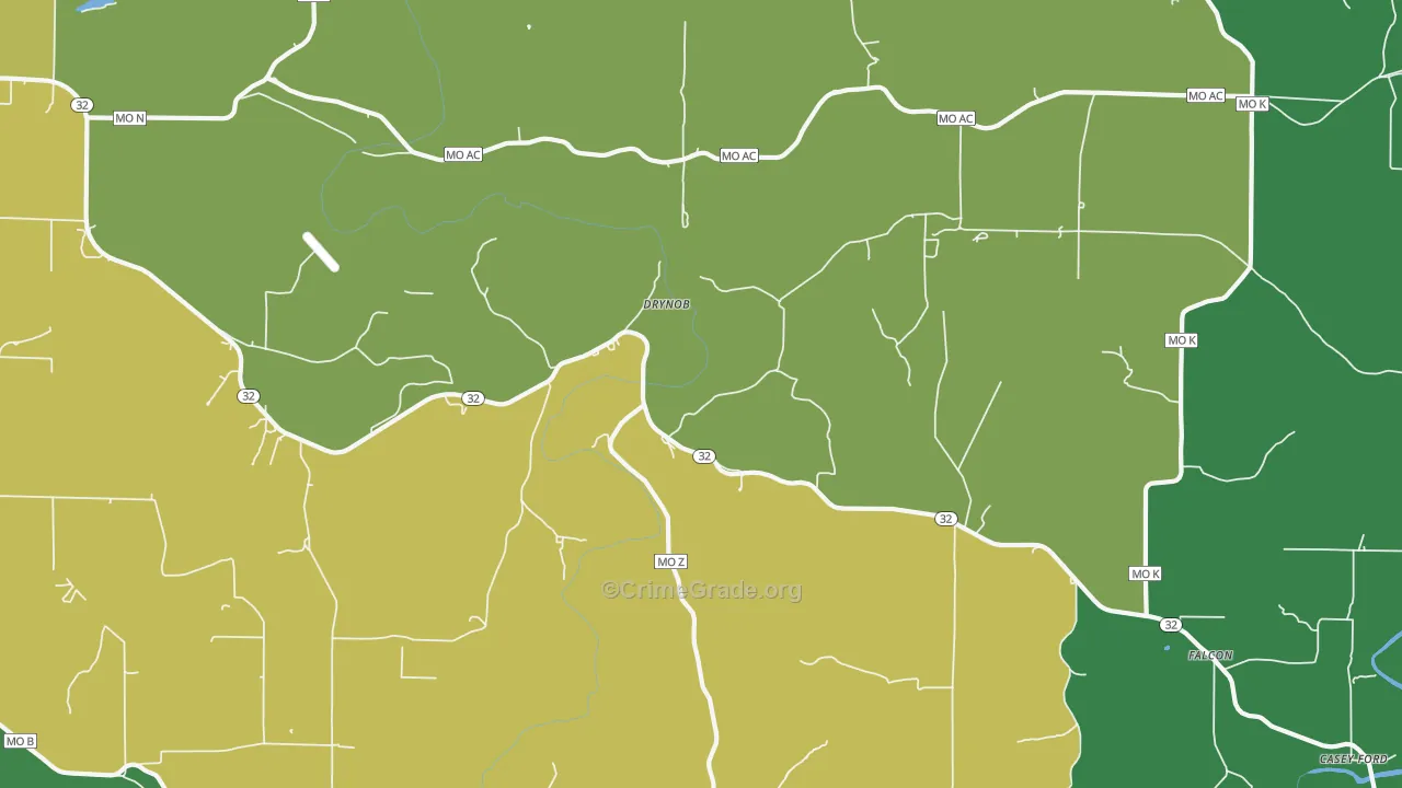 Drynob, MO Map of Drug-Related Crime Rates