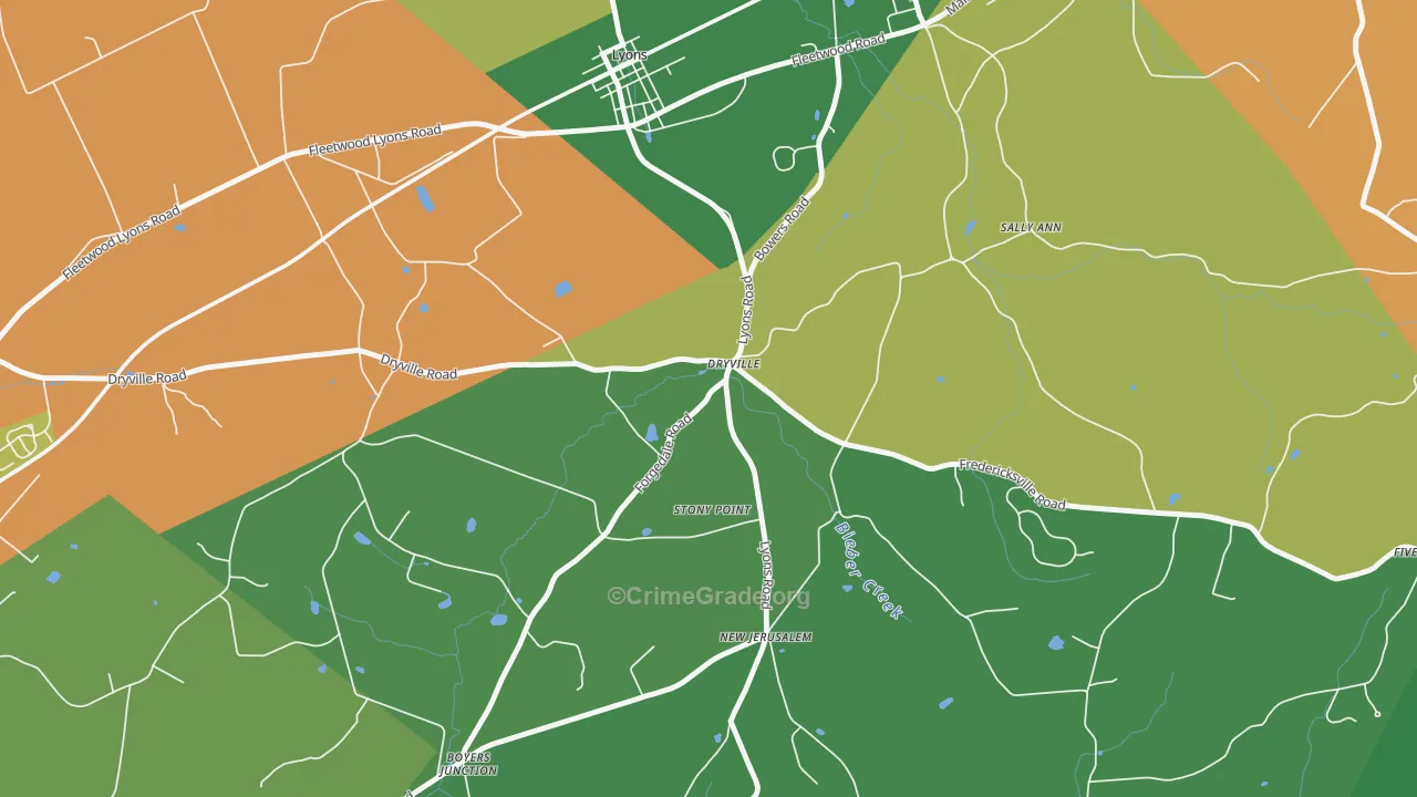 Dryville, PA Map of Drug-Related Crime Rates