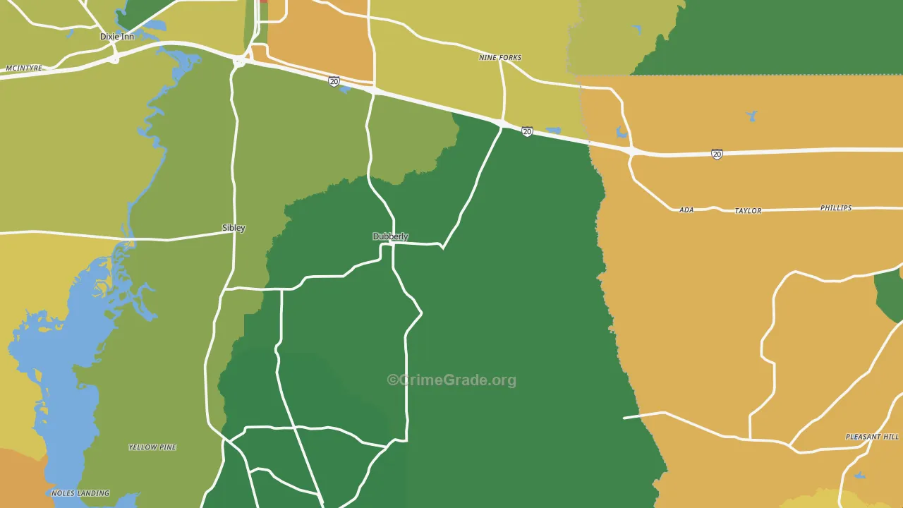 Dubberly, LA Map of Drug-Related Crime Rates
