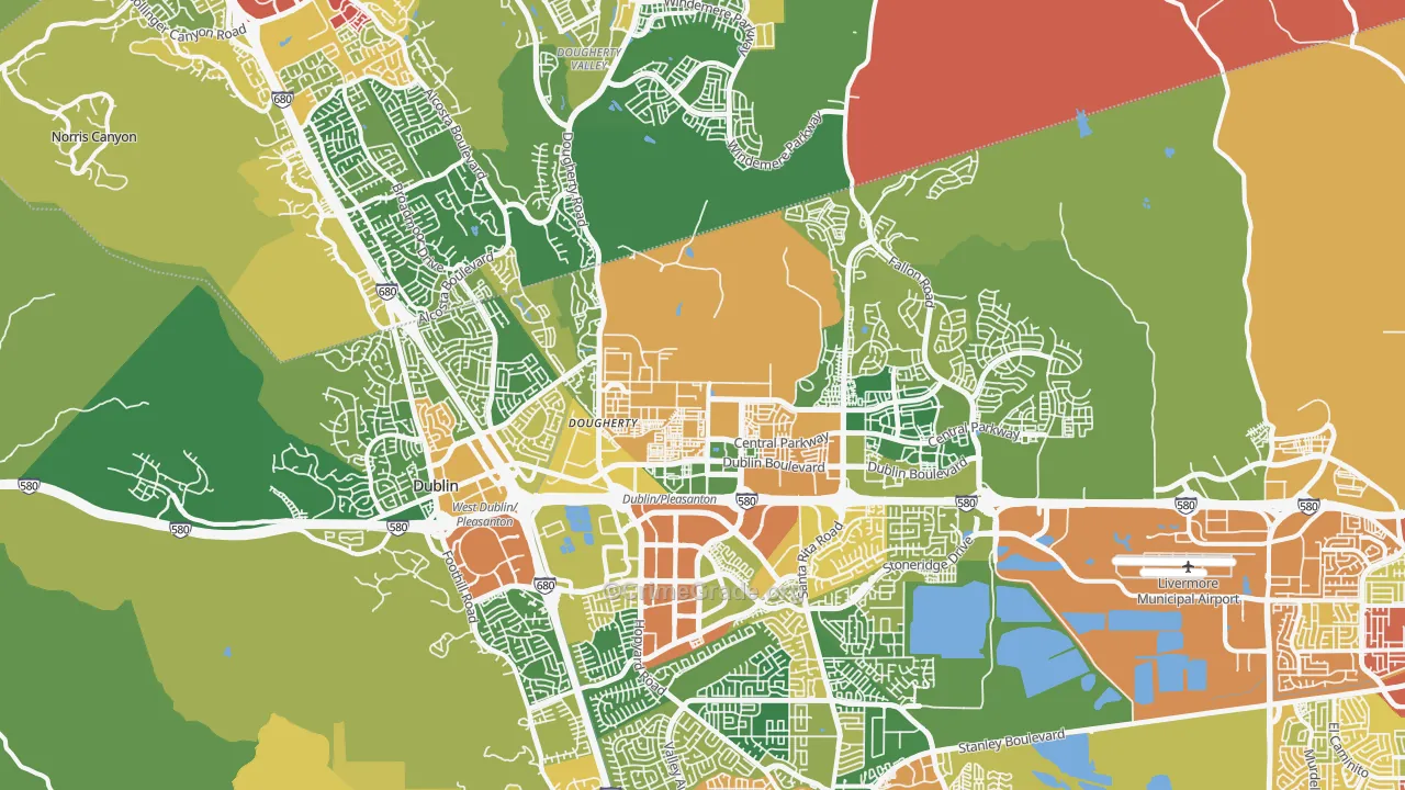 Dublin, CA Map of Drug-Related Crime Rates