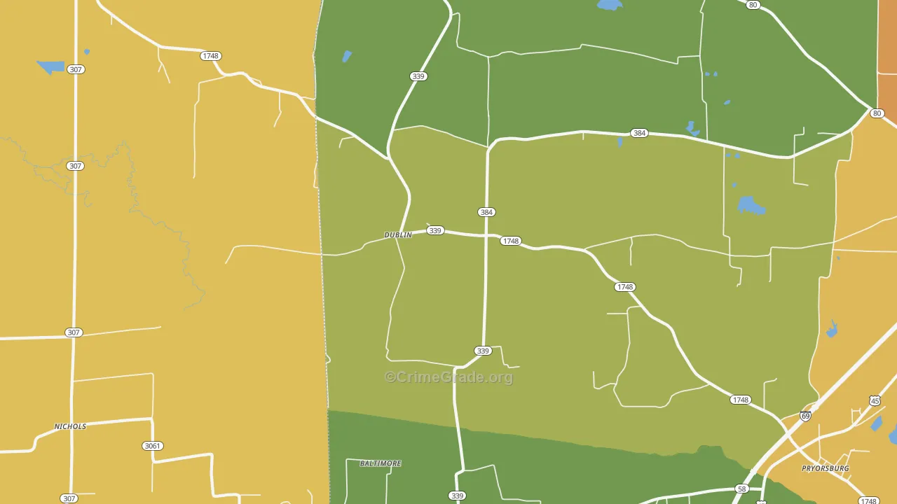 Dublin, KY Map of Drug-Related Crime Rates