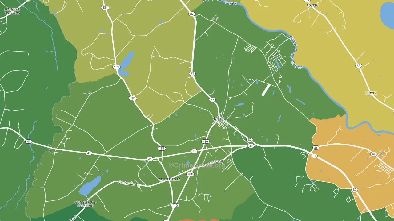 Dublin, NC Map of Drug-Related Crime Rates