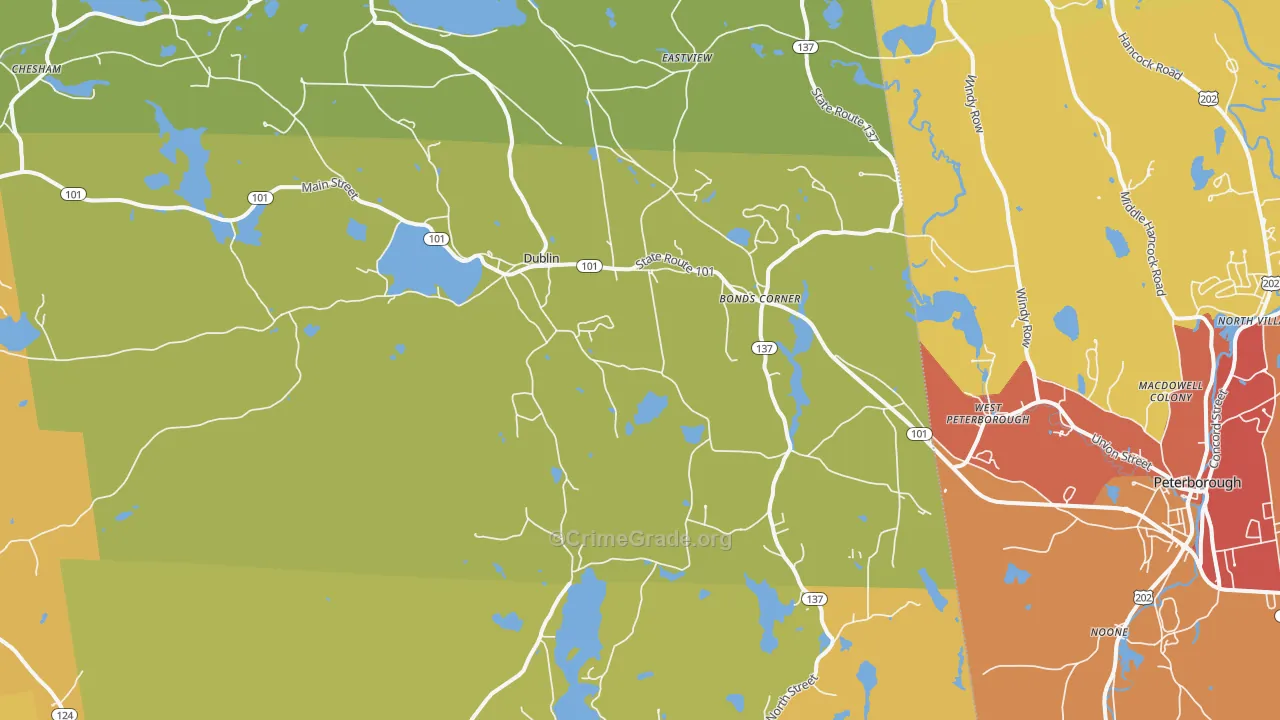 Dublin, NH Map of Drug-Related Crime Rates