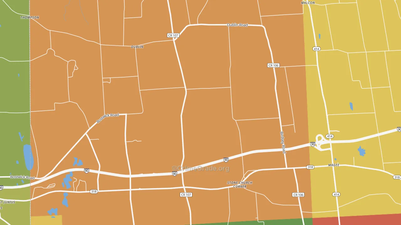 Dublin, NY Map of Drug-Related Crime Rates