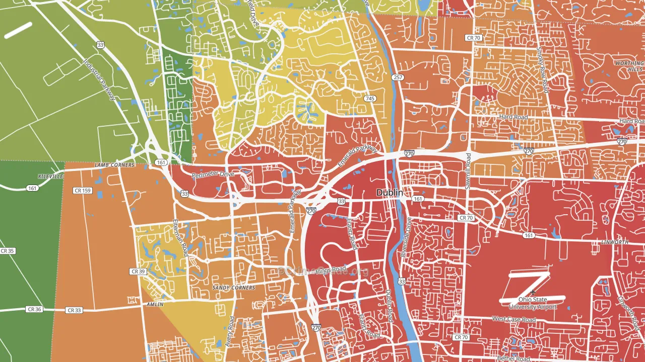 Dublin, OH Map of Drug-Related Crime Rates