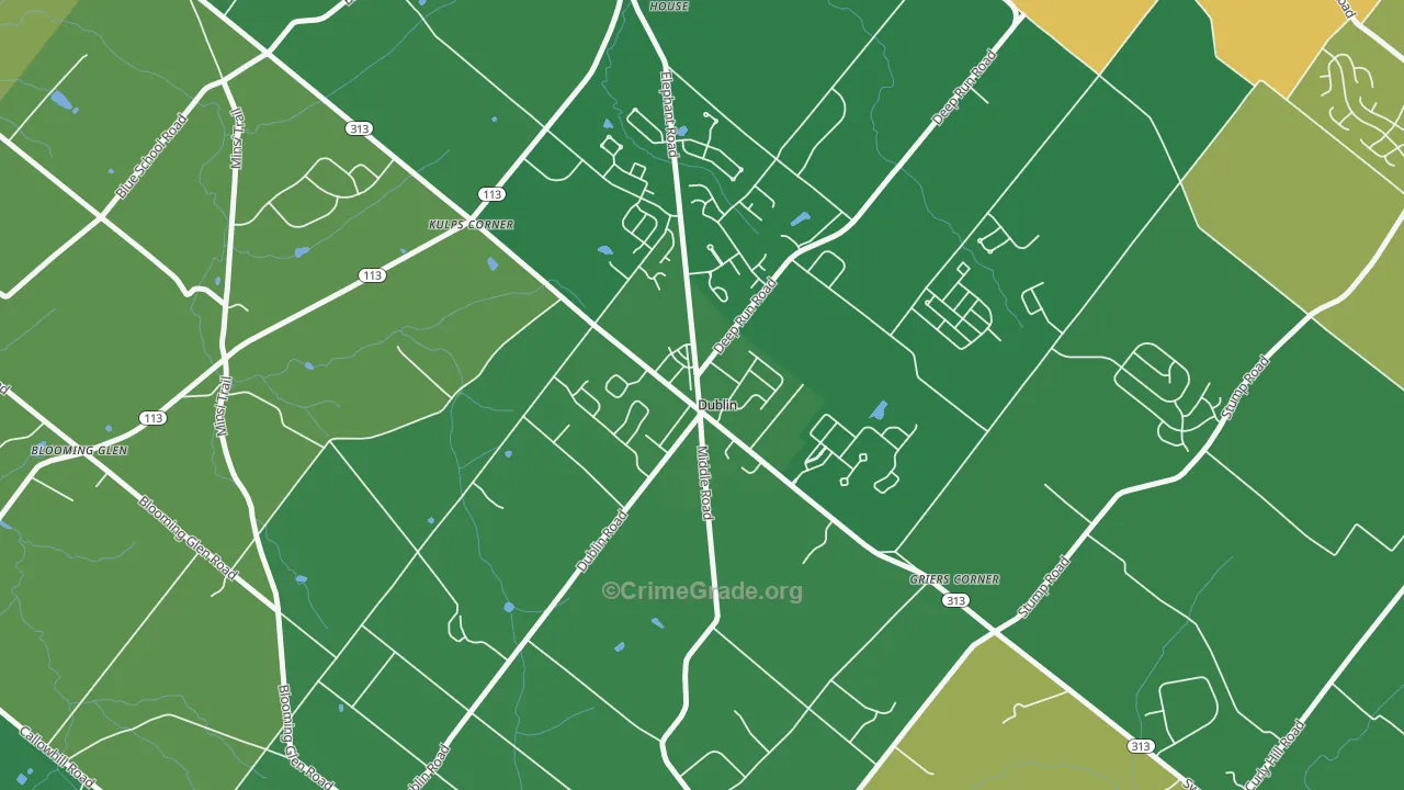 Dublin, PA Map of Drug-Related Crime Rates