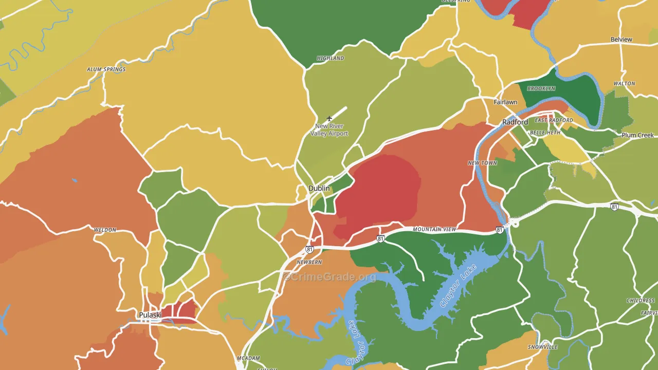 Dublin, VA Map of Drug-Related Crime Rates