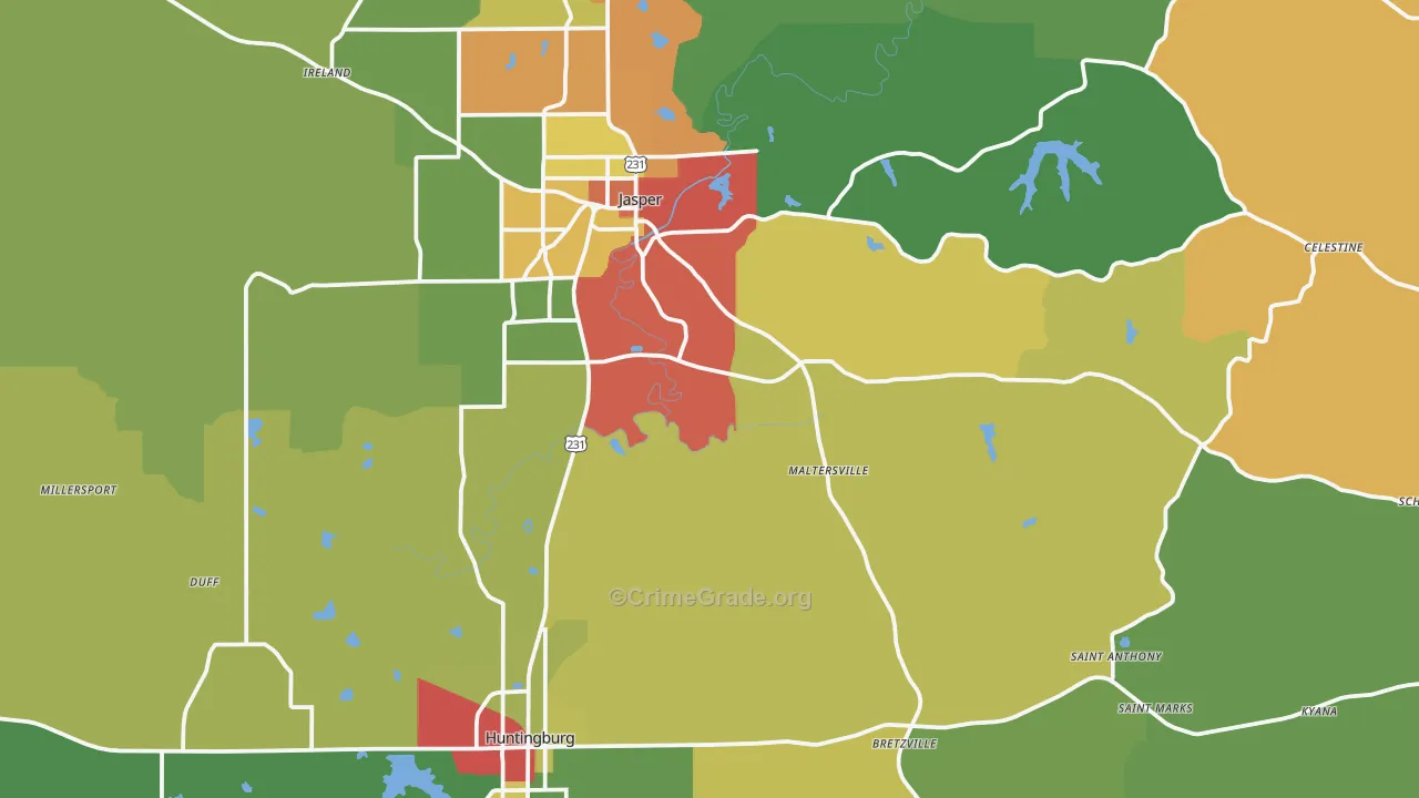 Dubois County, IN Map of Drug-Related Crime Rates