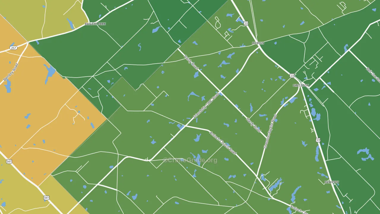 Dubois, GA Map of Drug-Related Crime Rates