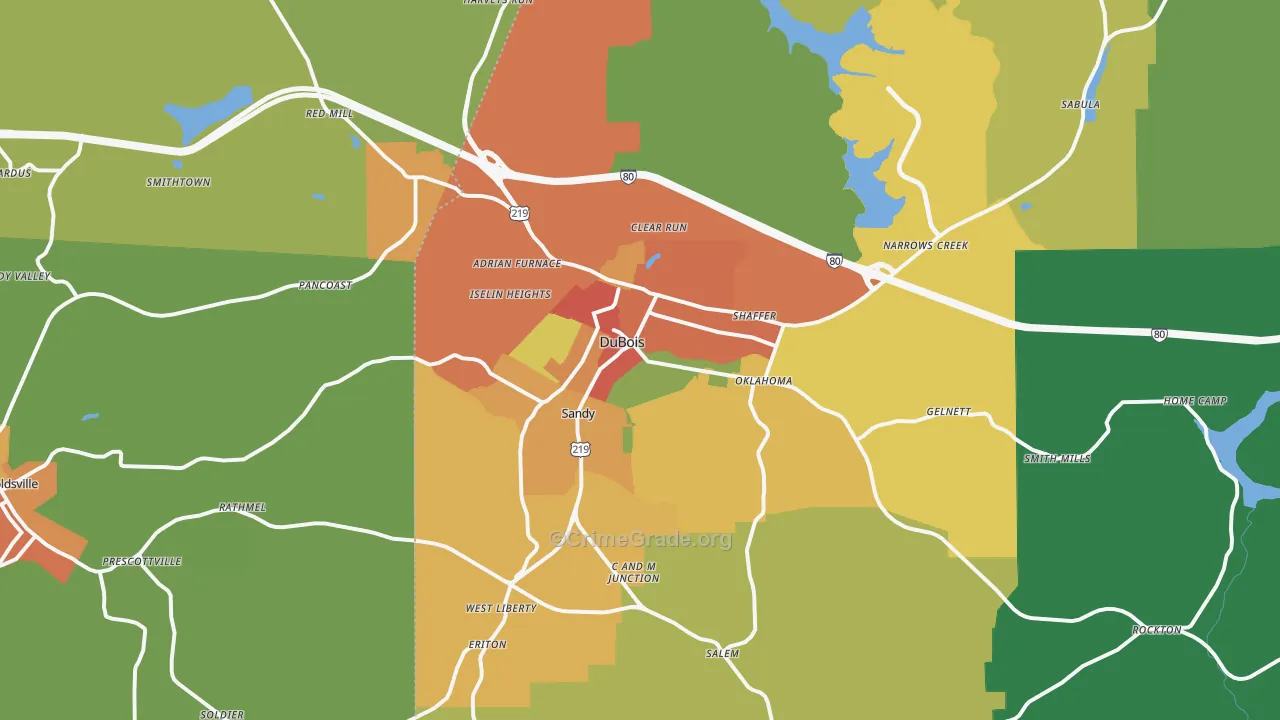 Dubois, PA Map of Drug-Related Crime Rates