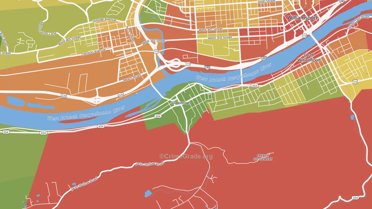 Duboistown, PA Map of Drug-Related Crime Rates