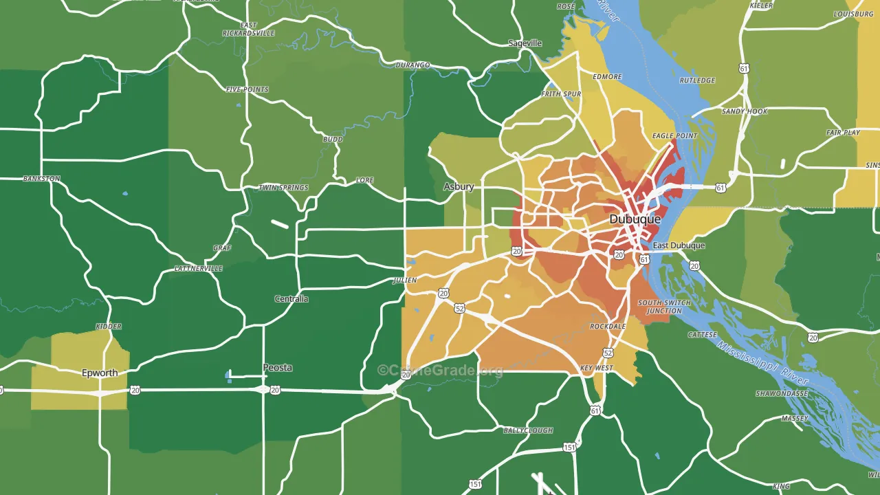 Dubuque County, IA Map of Drug-Related Crime Rates