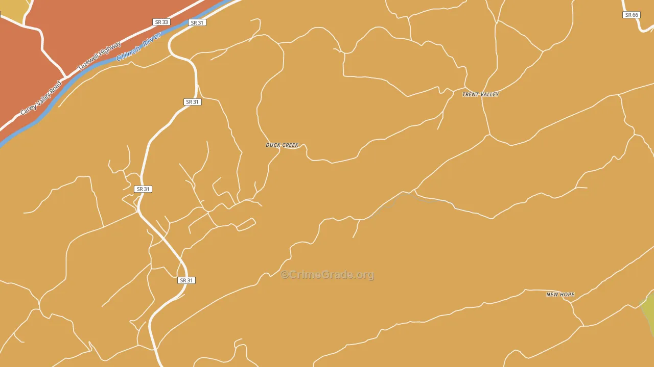 Duck Creek, TN Map of Drug-Related Crime Rates