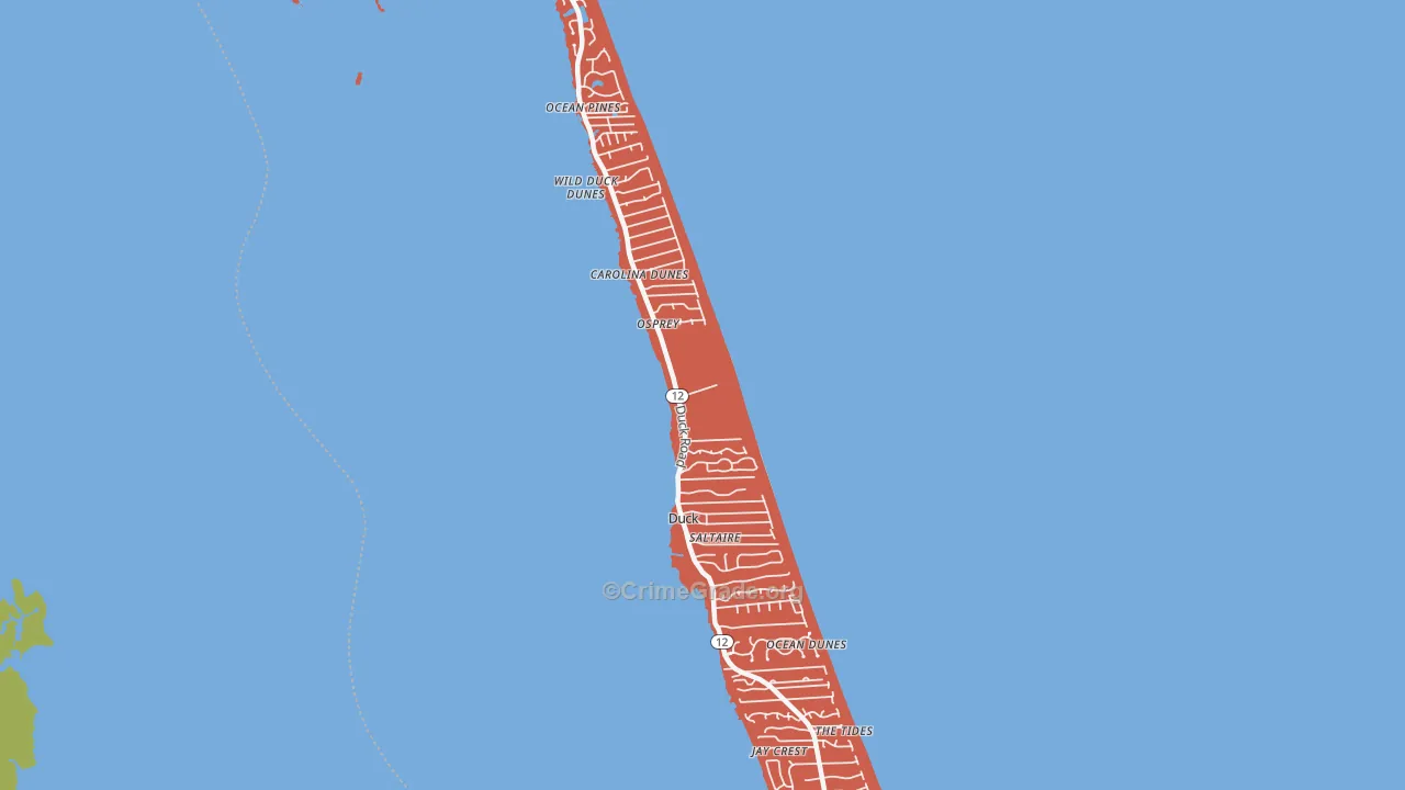 Duck, NC Map of Drug-Related Crime Rates