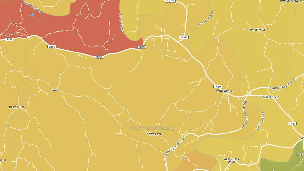 Duck River, TN Map of Drug-Related Crime Rates