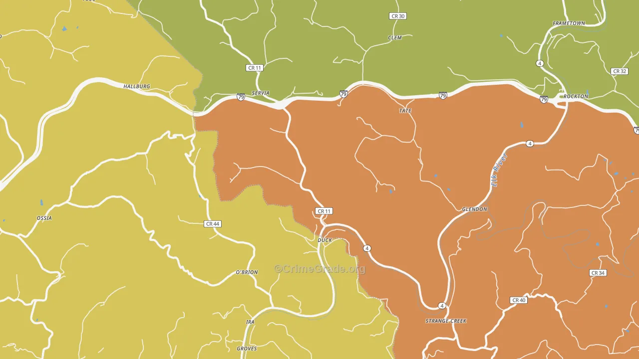 Duck, WV Map of Drug-Related Crime Rates