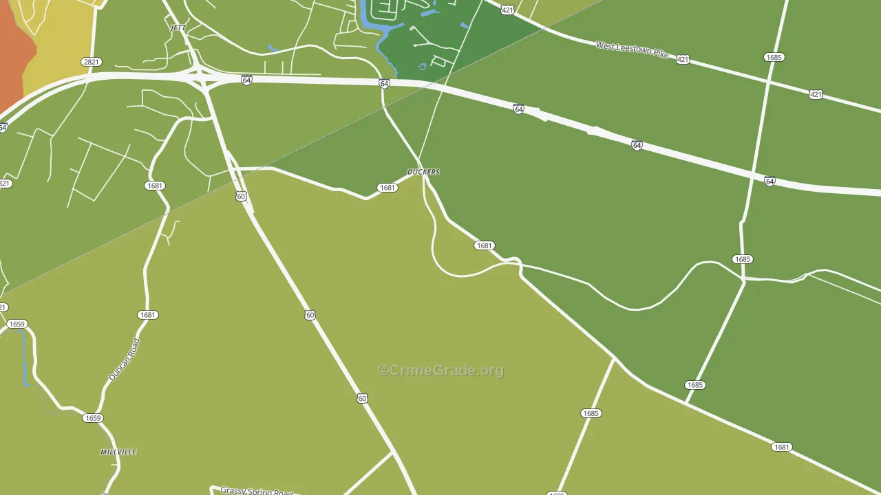 Duckers, KY Map of Drug-Related Crime Rates