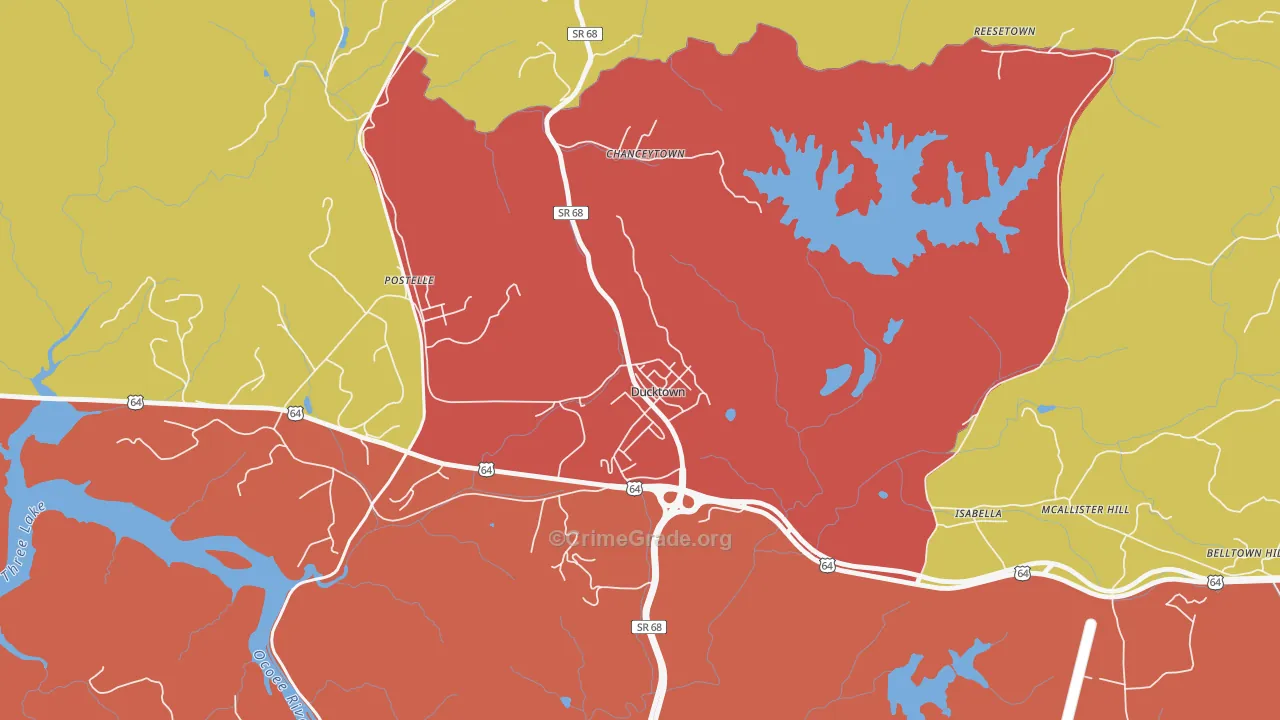 Ducktown, TN Map of Drug-Related Crime Rates