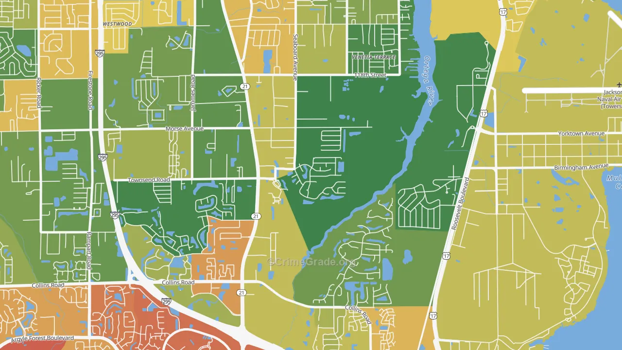 Duclay Forest, Jacksonville, FL Map of Drug-Related Crime Rates