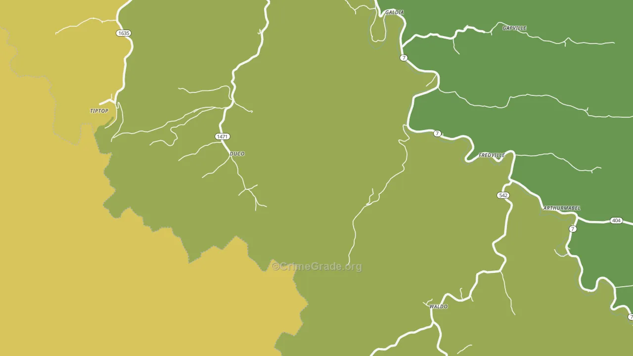 Duco, KY Map of Drug-Related Crime Rates
